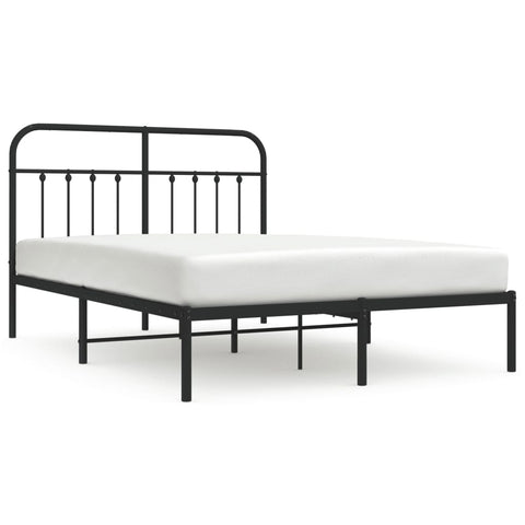 vidaXL Metal Bed Frame without Mattress with Headboard Black 140x190cm
