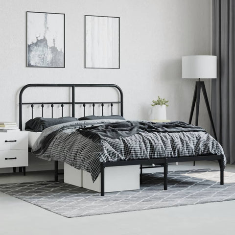 vidaXL Metal Bed Frame without Mattress with Headboard Black 140x190cm
