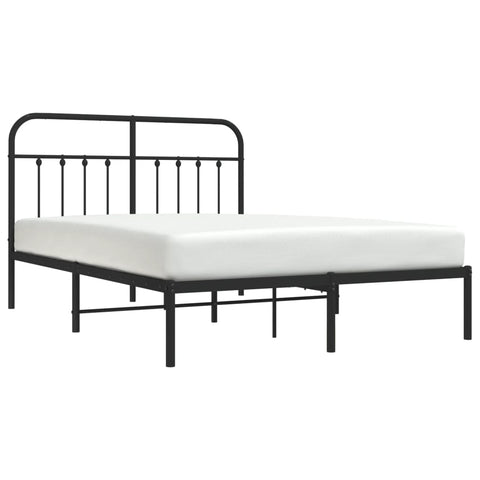vidaXL Metal Bed Frame without Mattress with Headboard Black 140x190cm