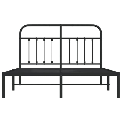 vidaXL Metal Bed Frame without Mattress with Headboard Black 140x190cm