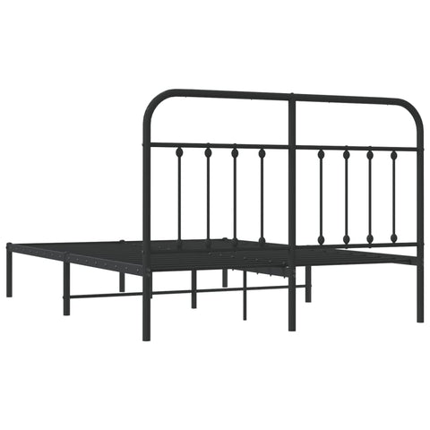 vidaXL Metal Bed Frame without Mattress with Headboard Black 140x190cm