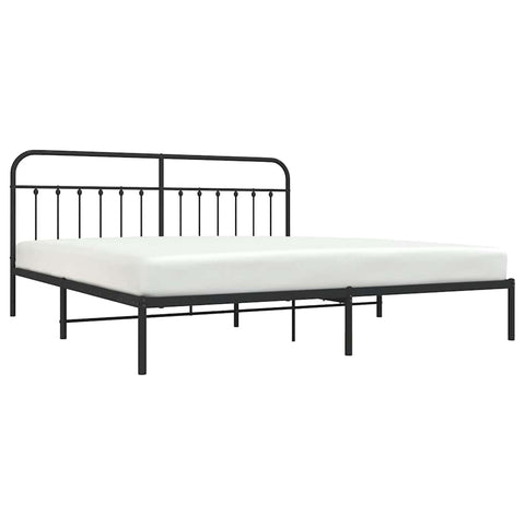 vidaXL Metal Bed Frame without Mattress with Headboard Black 193x203cm