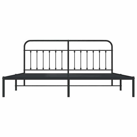vidaXL Metal Bed Frame without Mattress with Headboard Black 193x203cm