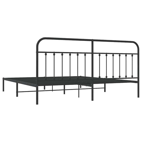 vidaXL Metal Bed Frame without Mattress with Headboard Black 193x203cm