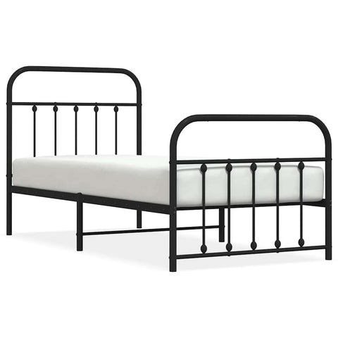 vidaXL Metal Bed Frame without Mattress with Footboard Black 90x190cm