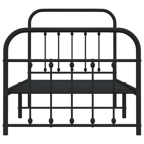 vidaXL Metal Bed Frame without Mattress with Footboard Black 90x190cm