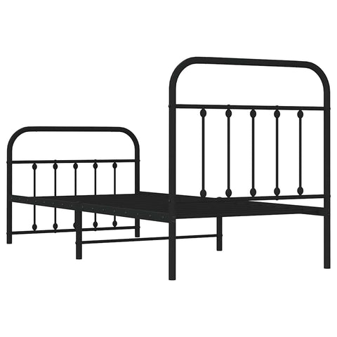 vidaXL Metal Bed Frame without Mattress with Footboard Black 90x190cm