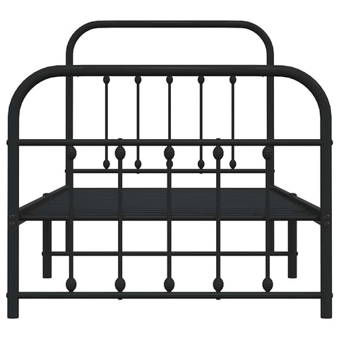 vidaXL Metal Bed Frame without Mattress with Footboard Black 90x200cm