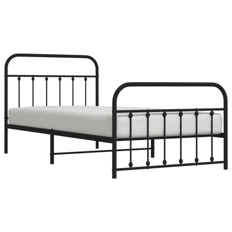 vidaXL Metal Bed Frame without Mattress with Footboard Black 107x203cm