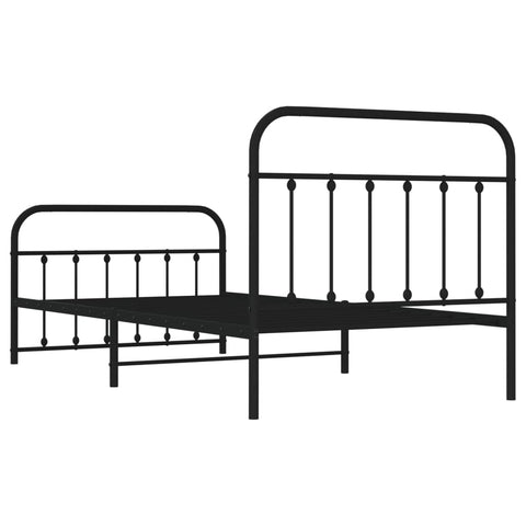 vidaXL Metal Bed Frame without Mattress with Footboard Black 107x203cm