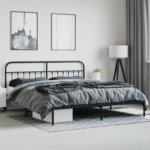 vidaXL Metal Bed Frame without Mattress with Footboard Black 180x200cm
