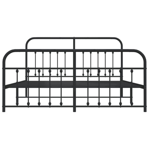 vidaXL Metal Bed Frame without Mattress with Footboard Black 180x200cm