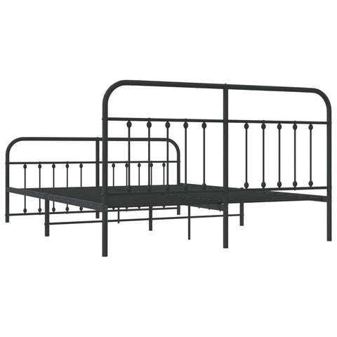vidaXL Metal Bed Frame without Mattress with Footboard Black 180x200cm