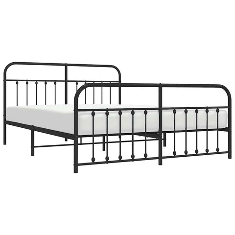 vidaXL Metal Bed Frame without Mattress with Footboard Black 183x213cm