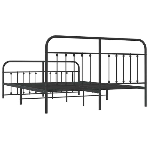 vidaXL Metal Bed Frame without Mattress with Footboard Black 183x213cm