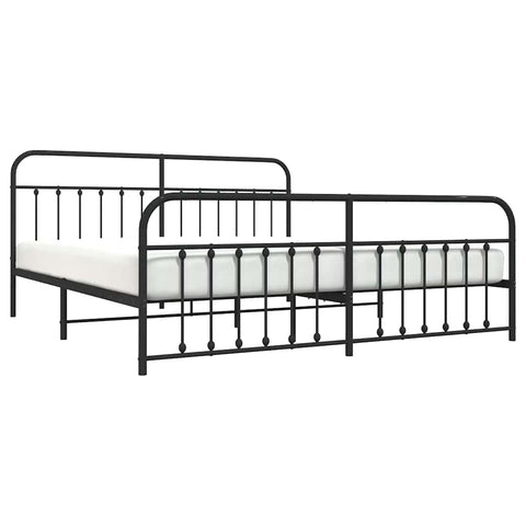 vidaXL Metal Bed Frame without Mattress with Footboard Black 193x203cm