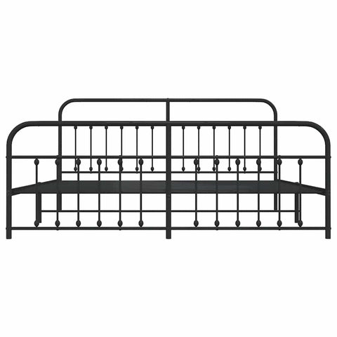 vidaXL Metal Bed Frame without Mattress with Footboard Black 193x203cm