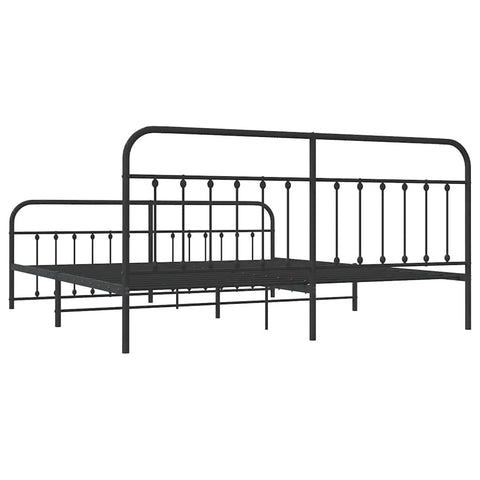 vidaXL Metal Bed Frame without Mattress with Footboard Black 193x203cm
