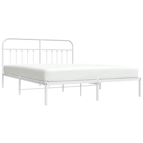 vidaXL Metal Bed Frame without Mattress with Headboard White 180x200cm