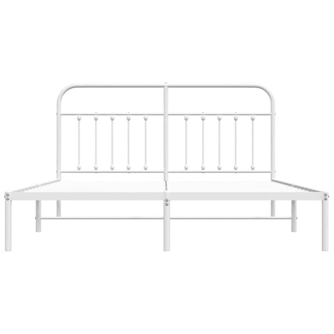 vidaXL Metal Bed Frame without Mattress with Headboard White 180x200cm