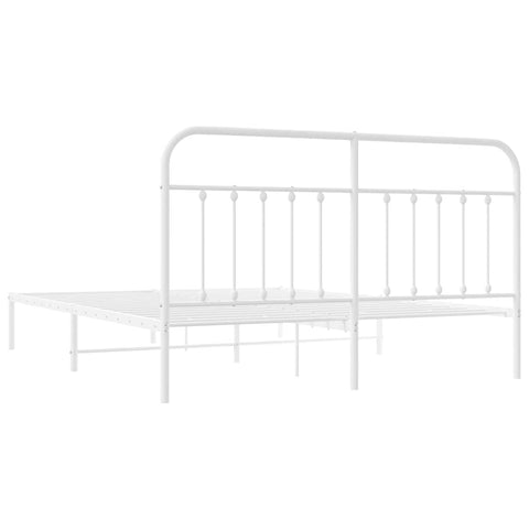vidaXL Metal Bed Frame without Mattress with Headboard White 180x200cm