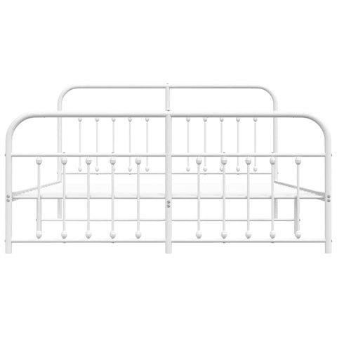 vidaXL Metal Bed Frame without Mattress with Footboard White 183x213cm