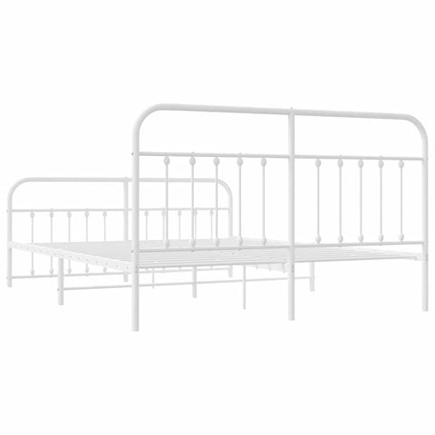 vidaXL Metal Bed Frame without Mattress with Footboard White 183x213cm