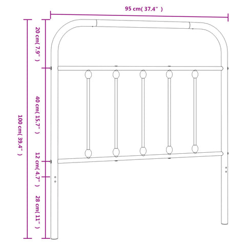 vidaXL Metal Headboard White 90 cm