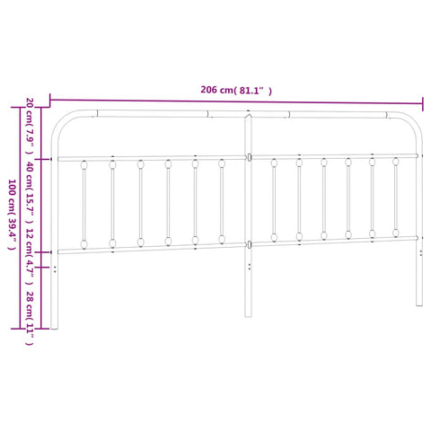 vidaXL Metal Headboard White 200 cm