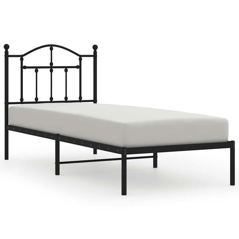 vidaXL Metal Bed Frame without Mattress with Headboard Black 90x200cm
