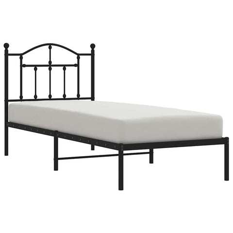 vidaXL Metal Bed Frame without Mattress with Headboard Black 90x200cm