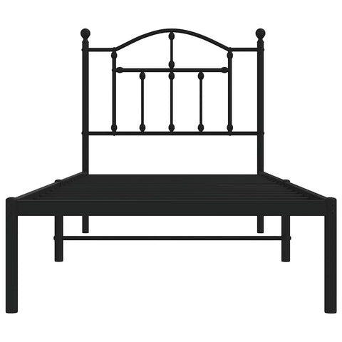 vidaXL Metal Bed Frame without Mattress with Headboard Black 90x200cm