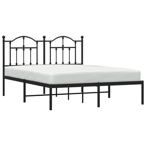 vidaXL Metal Bed Frame without Mattress with Headboard Black 140x200cm