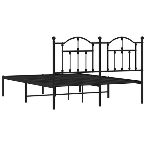 vidaXL Metal Bed Frame without Mattress with Headboard Black 140x200cm