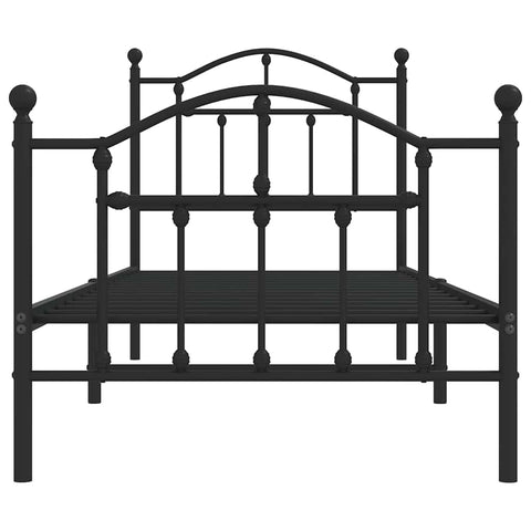 vidaXL Metal Bed Frame without Mattress with Footboard Black 90x190cm