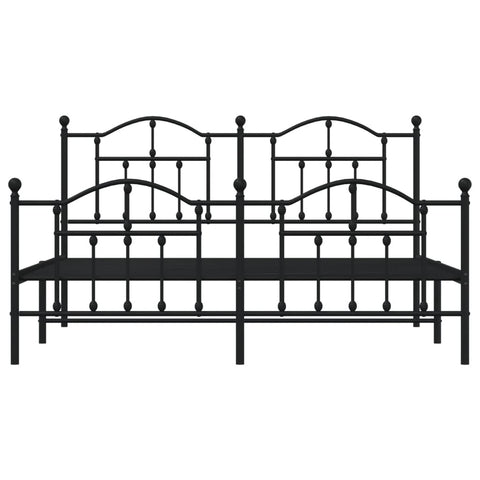 vidaXL Metal Bed Frame without Mattress with Footboard Black 160x200cm
