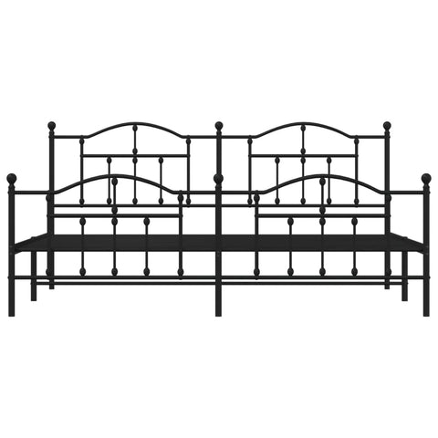 vidaXL Metal Bed Frame without Mattress with Footboard Black 200x200cm