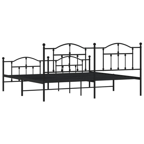 vidaXL Metal Bed Frame without Mattress with Footboard Black 200x200cm