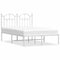 vidaXL Metal Bed Frame without Mattress with Headboard White 120x190cm
