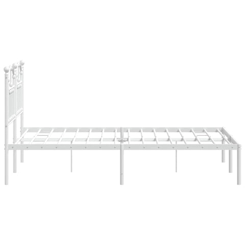 vidaXL Metal Bed Frame without Mattress with Headboard White 120x190cm