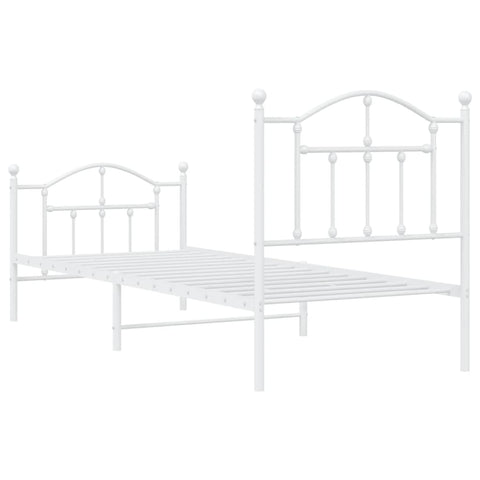 vidaXL Metal Bed Frame without Mattress with Footboard White 80x200cm