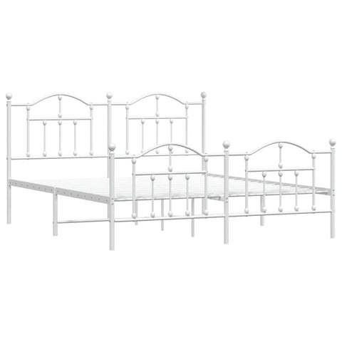 vidaXL Metal Bed Frame without Mattress with Footboard White 160x200cm
