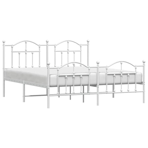 vidaXL Metal Bed Frame without Mattress with Footboard White 160x200cm