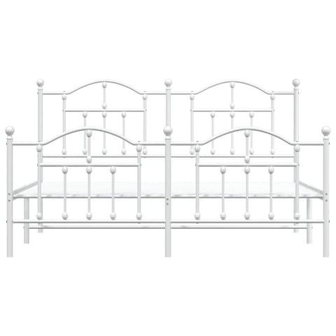 vidaXL Metal Bed Frame without Mattress with Footboard White 160x200cm