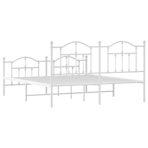 vidaXL Metal Bed Frame without Mattress with Footboard White 160x200cm