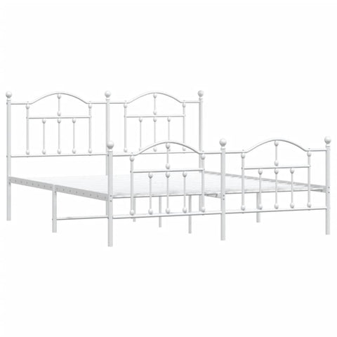vidaXL Metal Bed Frame without Mattress with Footboard White 180x200cm