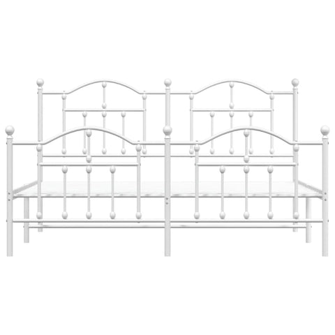 vidaXL Metal Bed Frame without Mattress with Footboard White 180x200cm