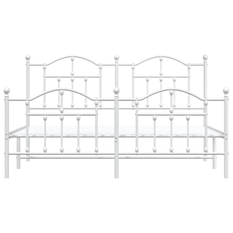 vidaXL Metal Bed Frame without Mattress with Footboard White 183x213cm