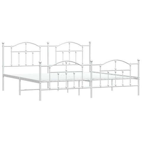 vidaXL Metal Bed Frame without Mattress with Footboard White 200x200cm