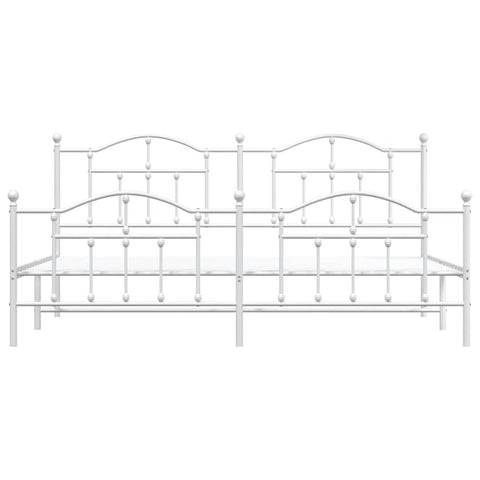 vidaXL Metal Bed Frame without Mattress with Footboard White 200x200cm